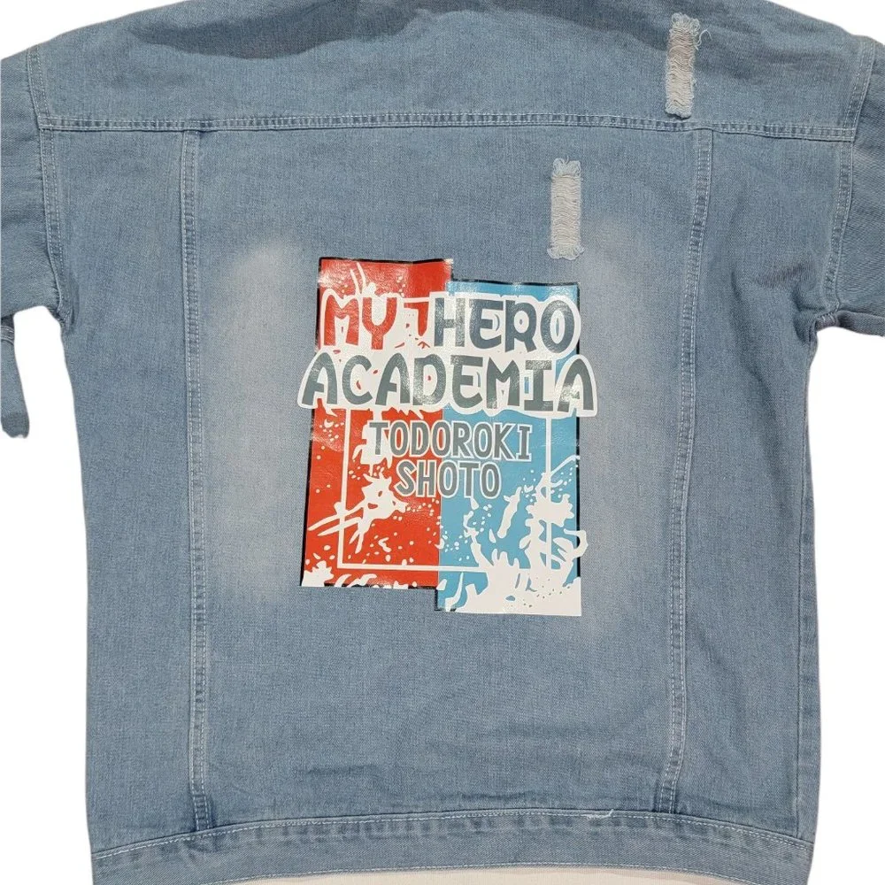 Roffatide Anime My Hero Academia Shoto Todoroki Denim Jacket (Size 2XL) - Picture 10 of 11
